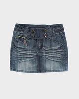 Vintage Y2k 00s Angel Garden Denim Mini Skirt - XS