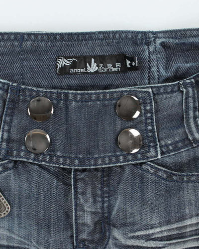 Vintage Y2k 00s Angel Garden Denim Mini Skirt - XS