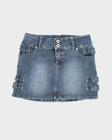 Vintage Y2k 00s Bongo Mini Buckle Denim Skirt - XS