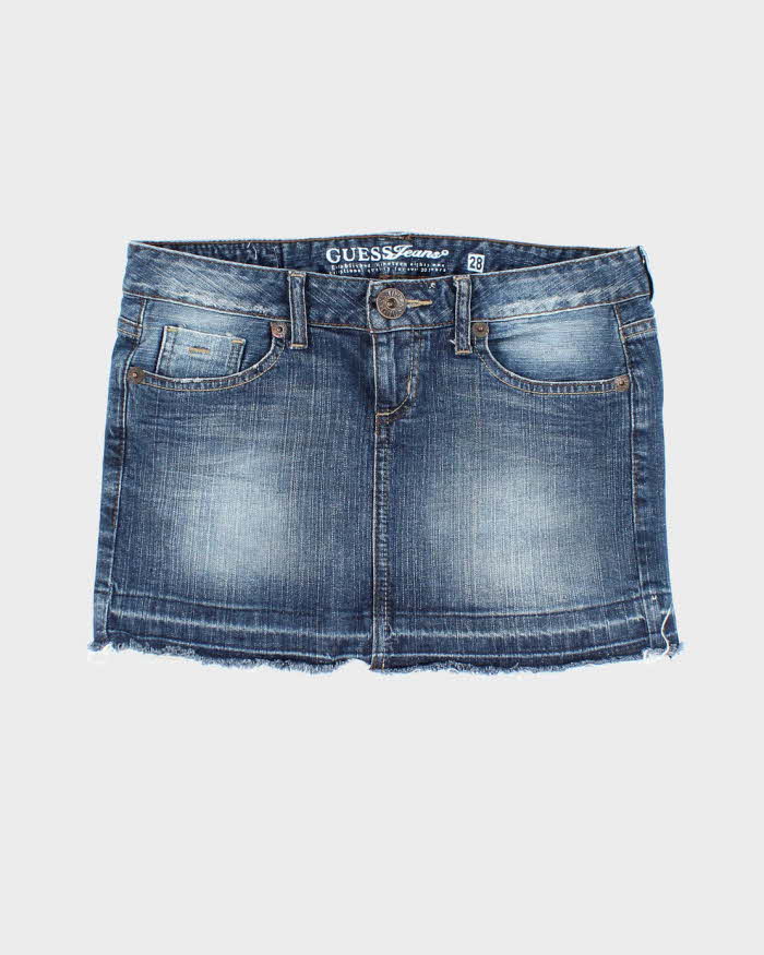 Vintage Y2k 00s Guess Rhinestone Denim Mini Skirt - S