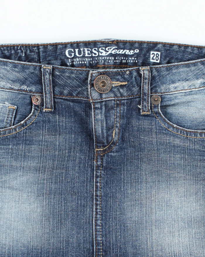 Vintage Y2k 00s Guess Rhinestone Denim Mini Skirt - S