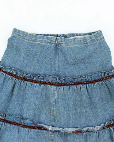 Vintage Y2k 00s Tiered Denim Beaded Skirt - XS
