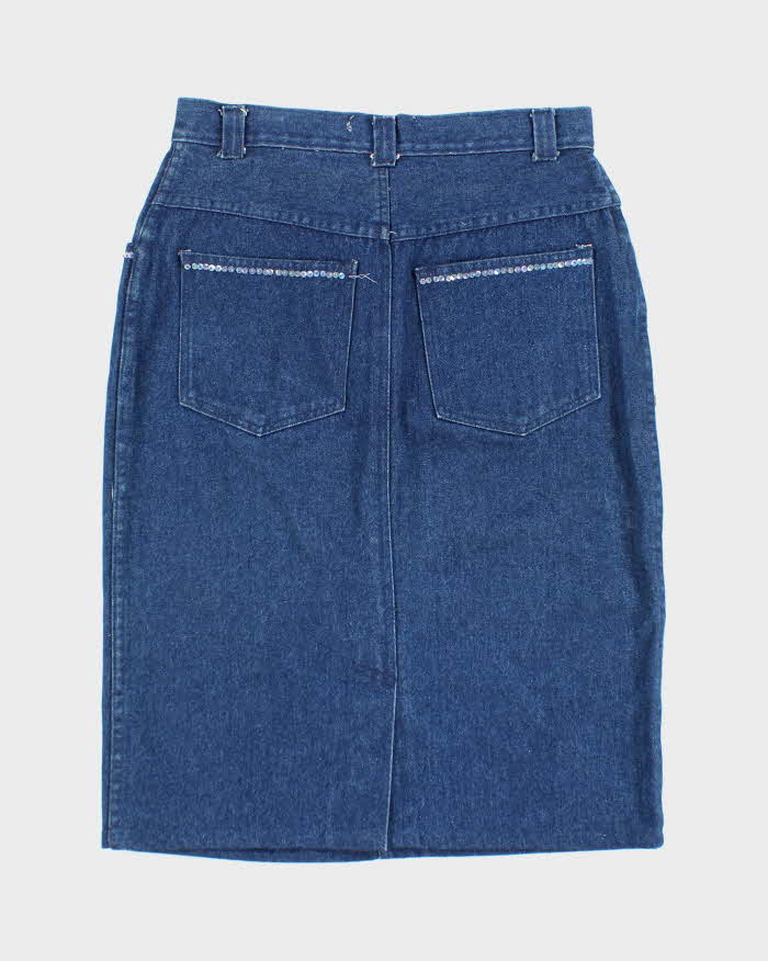 Vintage Y2k 00s Attitudes Sequin Beaded Denim Skirt - S