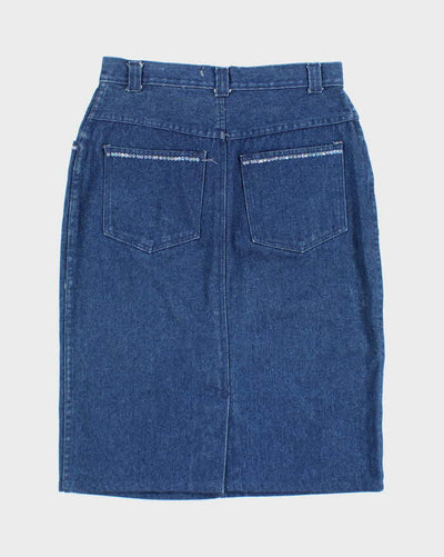 Vintage Y2k 00s Attitudes Sequin Beaded Denim Skirt - S