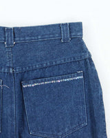 Vintage Y2k 00s Attitudes Sequin Beaded Denim Skirt - S