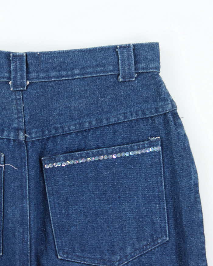 Vintage Y2k 00s Attitudes Sequin Beaded Denim Skirt - S