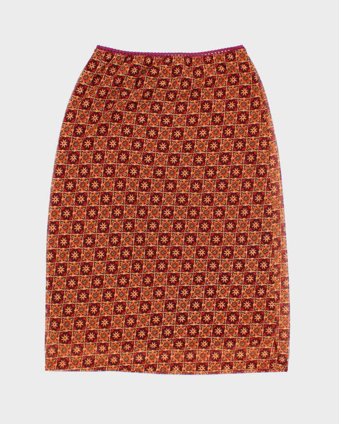 Vintage 90s Wanted Pattern Midi Skirt - S