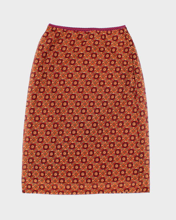 Vintage 90s Wanted Pattern Midi Skirt - S