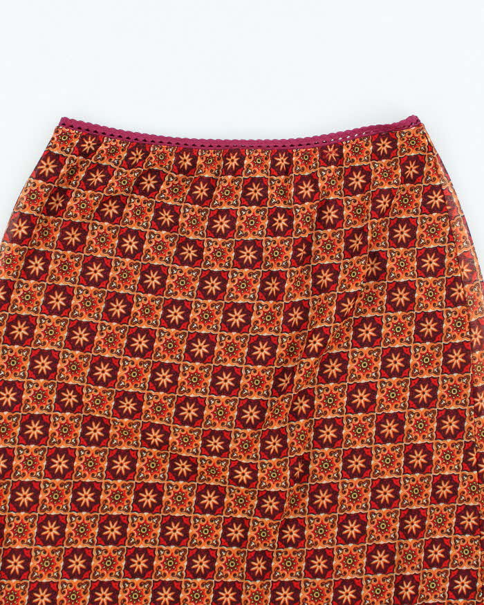 Vintage 90s Wanted Pattern Midi Skirt - S