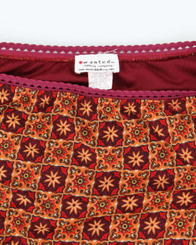 Vintage 90s Wanted Pattern Midi Skirt - S