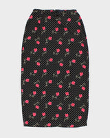 Vintage 90s Hillard &amp; Hanson Polka Dot Floral Skirt - XS