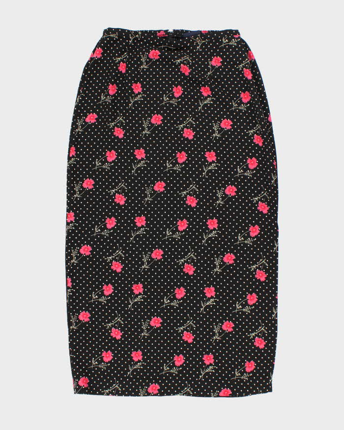 Vintage 90s Hillard &amp; Hanson Polka Dot Floral Skirt - XS