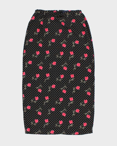 Vintage 90s Hillard & Hanson Polka Dot Floral Skirt - XS
