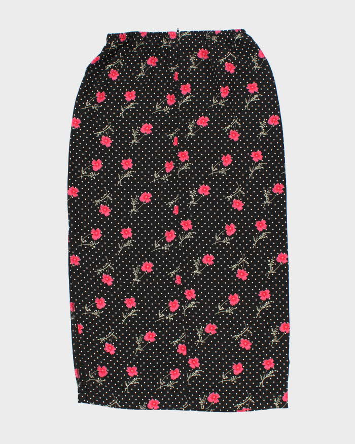Vintage 90s Hillard &amp; Hanson Polka Dot Floral Skirt - XS