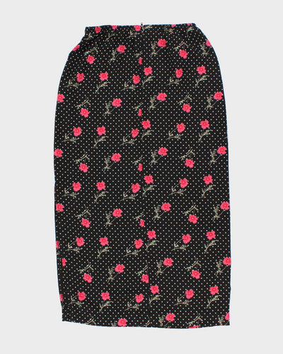 Vintage 90s Hillard & Hanson Polka Dot Floral Skirt - XS