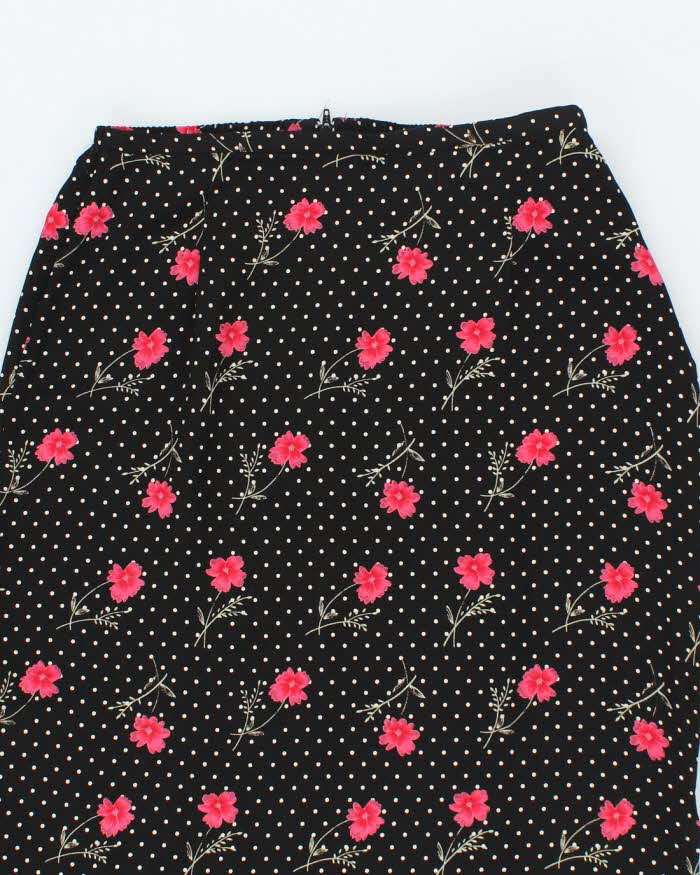 Vintage 90s Hillard &amp; Hanson Polka Dot Floral Skirt - XS