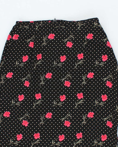 Vintage 90s Hillard & Hanson Polka Dot Floral Skirt - XS