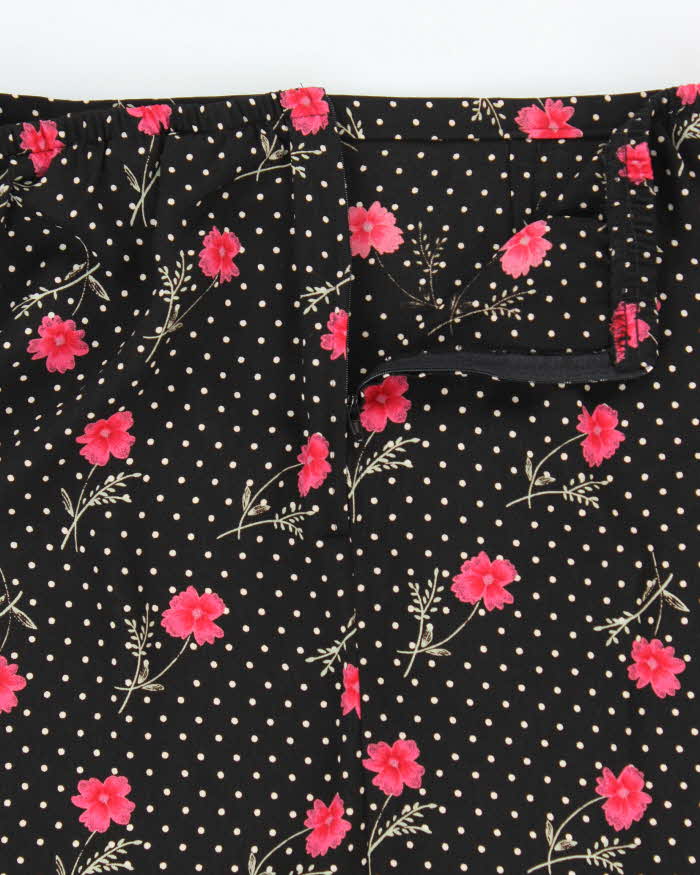 Vintage 90s Hillard &amp; Hanson Polka Dot Floral Skirt - XS