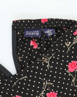 Vintage 90s Hillard &amp; Hanson Polka Dot Floral Skirt - XS