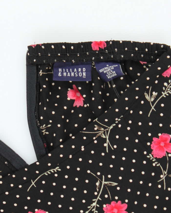 Vintage 90s Hillard &amp; Hanson Polka Dot Floral Skirt - XS