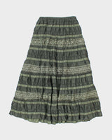 Vintage 90s Tiered Green Flowy Maxi Skirt - XS