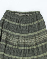 Vintage 90s Tiered Green Flowy Maxi Skirt - XS