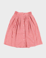Vintage Gingham Button-Up Skirt - S