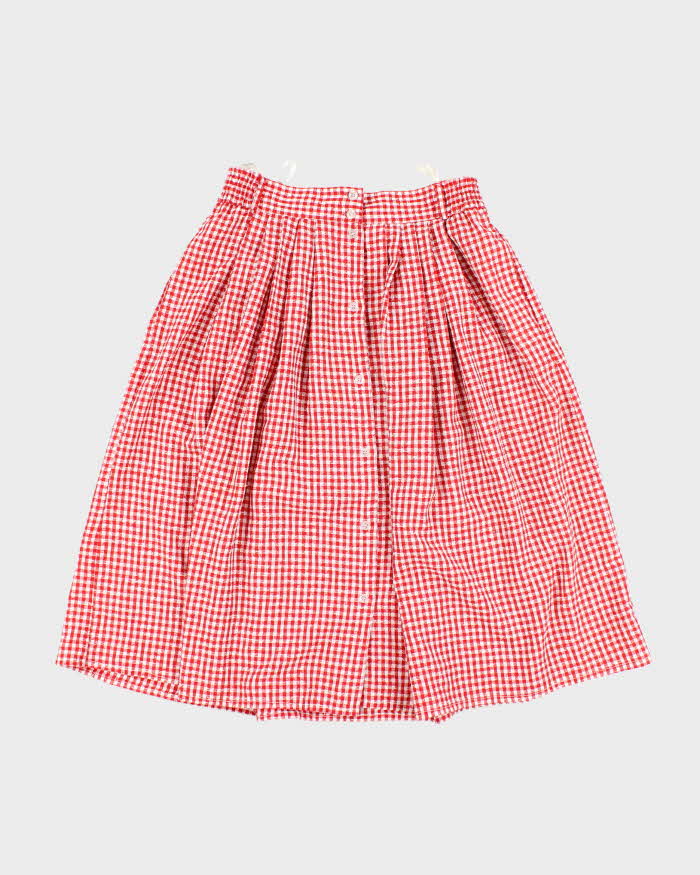 Vintage Gingham Button-Up Skirt - S