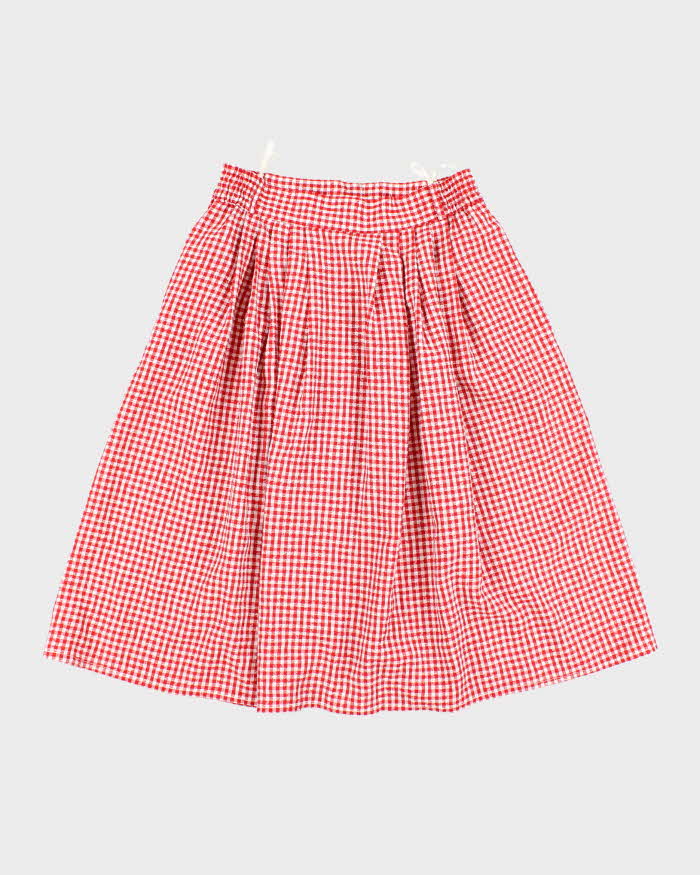 Vintage Gingham Button-Up Skirt - S