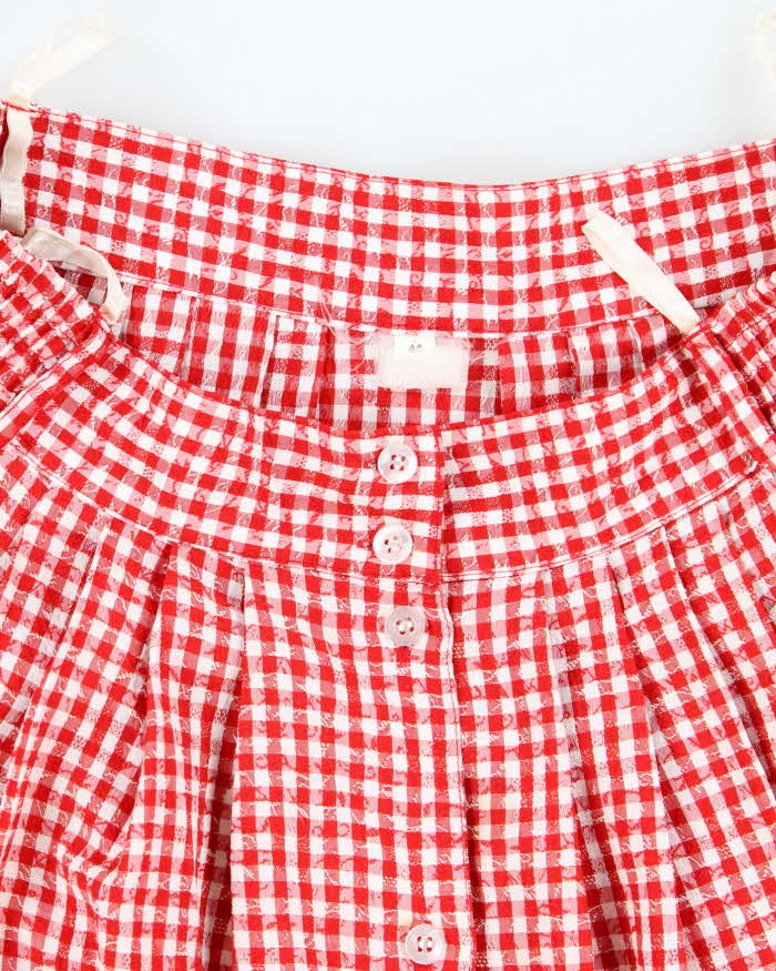 Vintage Gingham Button-Up Skirt - S