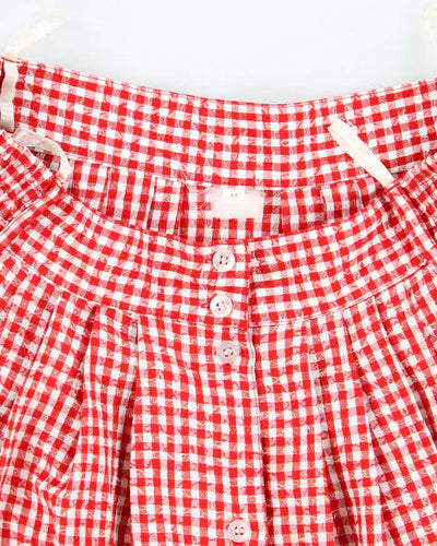 Vintage Gingham Button-Up Skirt - S
