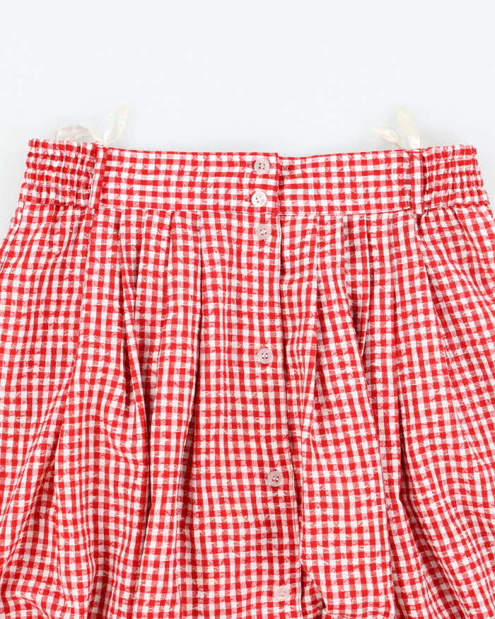 Vintage Gingham Button-Up Skirt - S