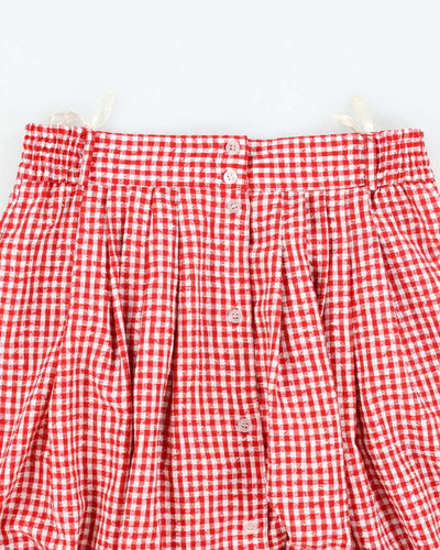 Vintage Gingham Button-Up Skirt - S
