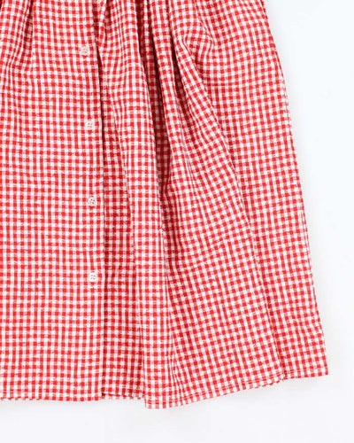 Vintage Gingham Button-Up Skirt - S