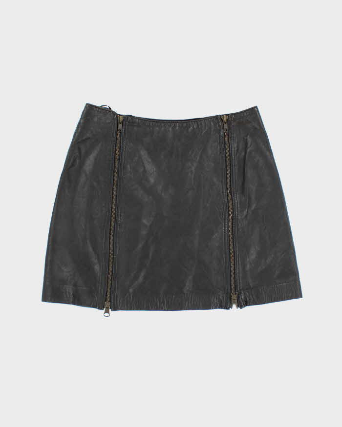 Vintage 90s DKNY Leather Zip Skirt - XS