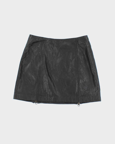 Vintage 90s DKNY Leather Zip Skirt - XS
