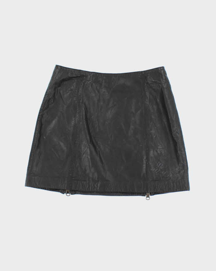 Vintage 90s DKNY Leather Zip Skirt - XS