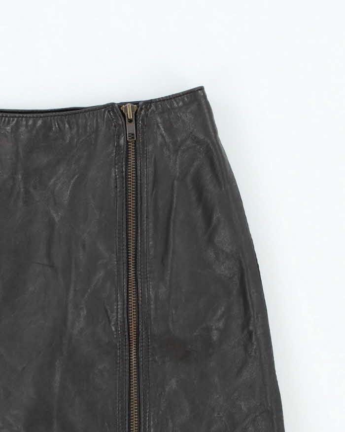 Vintage 90s DKNY Leather Zip Skirt - XS