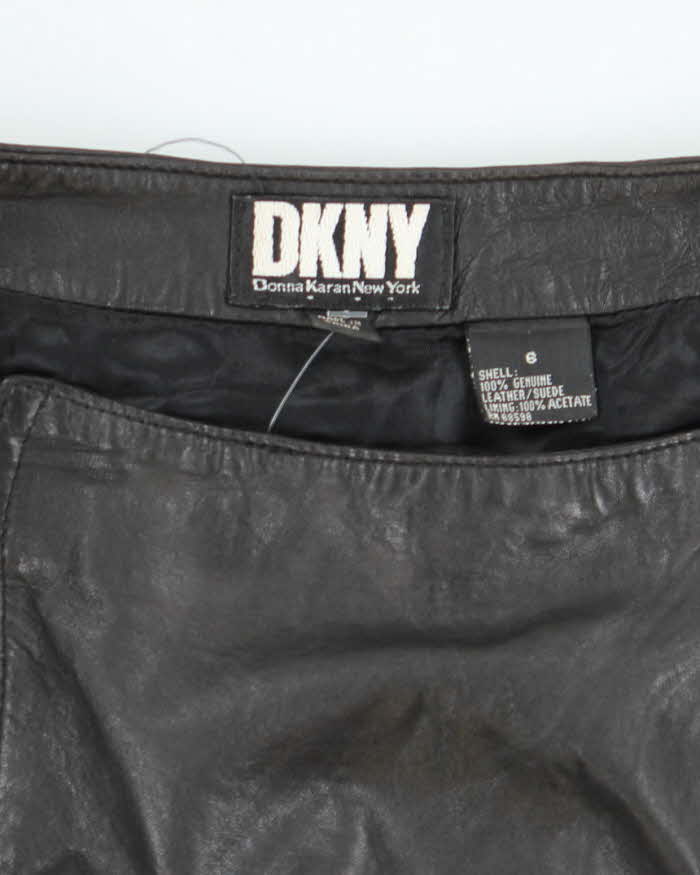 Vintage 90s DKNY Leather Zip Skirt - XS
