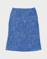 Vintage 90s Blue Paisley Pattern Print Skirt - S