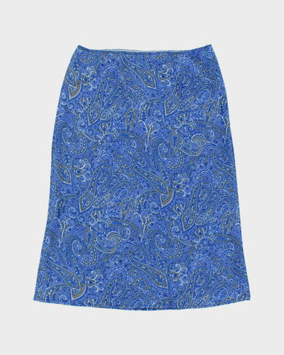 Vintage 90s Blue Paisley Pattern Print Skirt - S