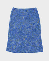 Vintage 90s Blue Paisley Pattern Print Skirt - S