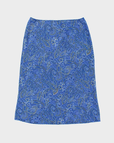 Vintage 90s Blue Paisley Pattern Print Skirt - S