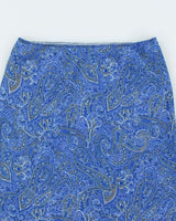 Vintage 90s Blue Paisley Pattern Print Skirt - S