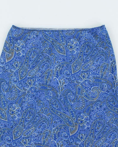 Vintage 90s Blue Paisley Pattern Print Skirt - S