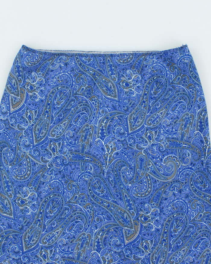 Vintage 90s Blue Paisley Pattern Print Skirt - S
