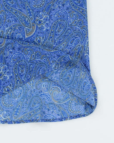 Vintage 90s Blue Paisley Pattern Print Skirt - S