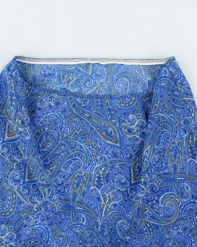 Vintage 90s Blue Paisley Pattern Print Skirt - S