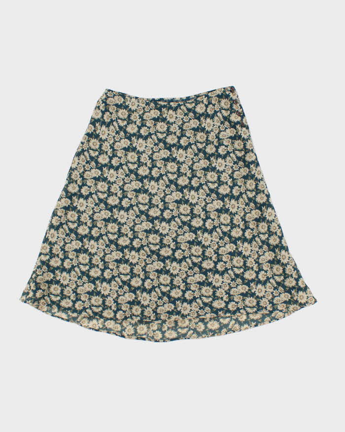 Vintage 90s Express Blue Floral Skirt - XS