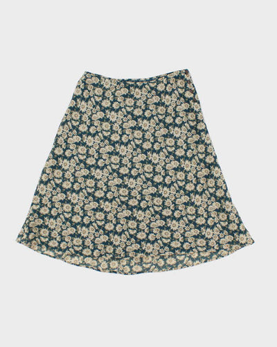 Vintage 90s Express Blue Floral Skirt - XS